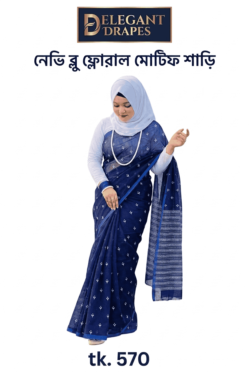 Chanderi Silk saree-navy blue