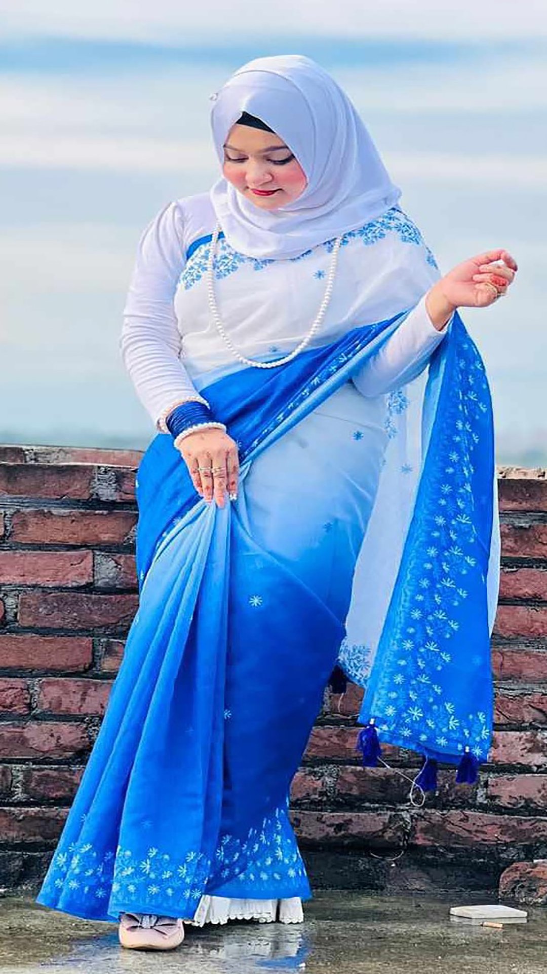 chanderi Silk saree-blue